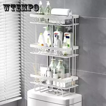 Многофункциональная полка для унитаза без дырокола, кухонная полка для хранения, органайзер для туалетной бумаги, полки, аксессуары для ванной комнаты 3 layers белый