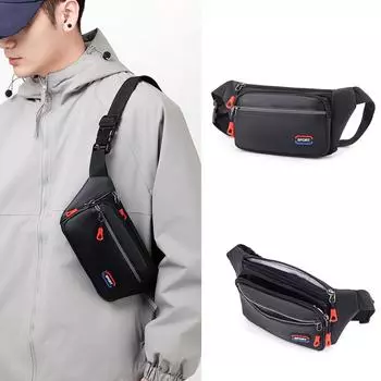 Многофункциональная поясная сумка мужская нагрудная сумка для отдыха на природе портмоне спортивная сумка через плечо чёрный