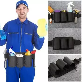 Многофункциональная поясная сумка, пояс для инструментов с отделениями для хранения, застежка-молния, регулируемый дизайн, быстросъемная поясная сумка-переноска чёрный