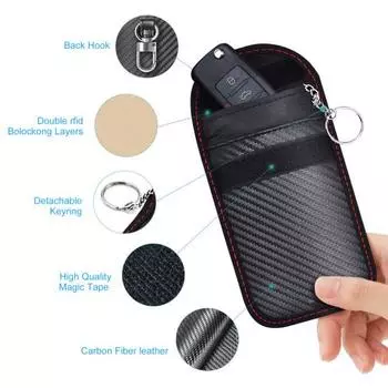 Многофункциональная практичная экологически чистая сумка из углеродного волокна с блокировкой входа без ключа, сумка для хранения ключей от автомобиля, противоугонная сумка для ключей чёрный