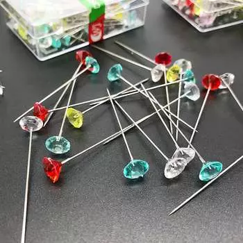 Многофункциональная практичная игла с цветным ромбовидным кристаллом, игла с перламутровым блеском, популярное свадебное украшение, 50 шт. 5.1cm чистый