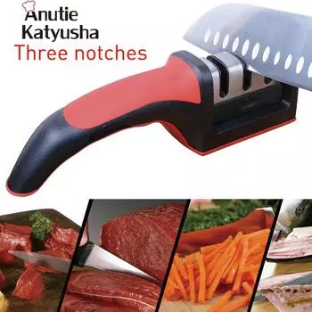 Многофункциональная профессиональная точилка для ножей, 1 шт., алмазный вольфрамовый стальной точильный камень красный