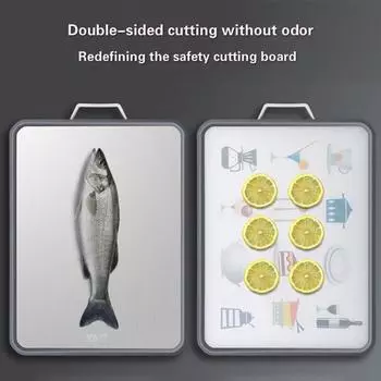 Многофункциональная противоплесневая антибактериальная утолщенная двусторонняя разделочная доска из нержавеющей стали 304 + ПП, кухонная разделочная доска