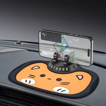 Многофункциональная противоскользящая накладка для автомобиля, установка вращающегося на 360° держателя для телефона в виде лебедя, мультяшная накладка для хранения вещей в автомобиле, салон автомобиля чёрный