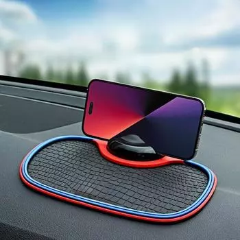 Многофункциональная противоскользящая подкладка из ПВХ для приборной панели автомобиля, с номерным знаком парковки и вращающимся на 360° держателем для телефона чёрный