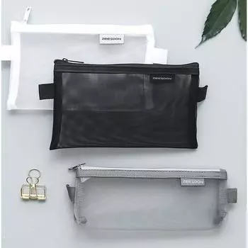 Многофункциональная прозрачная простая сетчатая сумка для ручки, карандаш, косметичка Small-White