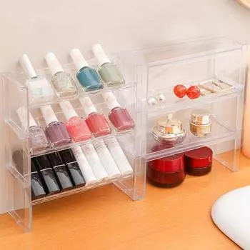 Многофункциональная прозрачная стойка для лака для ногтей, держатель для косметических средств, органайзер для хранения маникюрных инструментов A