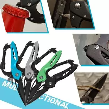 Многофункциональная пряжка для альпинизма на открытом воздухе, небольшой нож, безопасный молоток, подходит для использования на открытом воздухе и в автомобиле One Size чёрный