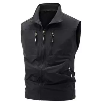 Многофункциональная рабочая одежда для активного отдыха, жилет, молния, куртка с несколькими карманами, жилет на плечо для весны и осени, спортивный жилет большого размера XXXXXL/95-105KG