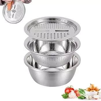 Многофункциональная раковина из нержавеющей стали, терка из нержавеющей стали 3 в 1, твердая раковина, сливная корзина, чаша для мытья, набор чаш для мытья овощей и фруктов 10.24in