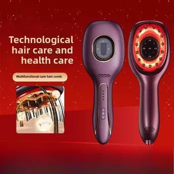 Многофункциональная расческа для волос, бытовая, отрицательный ион, цветной свет, уход, микротоковая вибрация, массаж кожи головы, эфирное масло, жидкое руководство бордовый