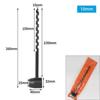 Многофункциональная расширенная ручная дрель из углеродистой стали, ручная шнековая дрель, портативное ручное сверло для выживания 10X230mm чёрный