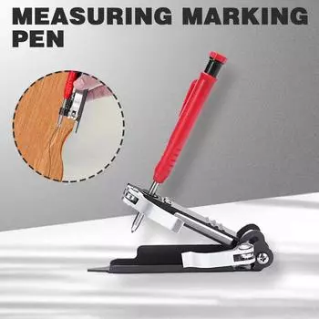Многофункциональная разметочная ручка для деревообработки, самодельный инструмент для разметки и калибровки по дереву для напольных покрытий шкафов Red Pen Alone