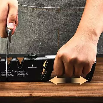 Многофункциональная регулируемая наждачная точилка, 1 шт., кухонное лезвие, инструмент для быстрой заточки, домашняя заточка ножниц, кухонный нож красный