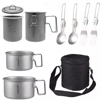 Многофункциональная рисоварка для кемпинга на открытом воздухе, набор для пикника, приготовление пищи в горшочке для кемпинга, пешего туризма 1 set