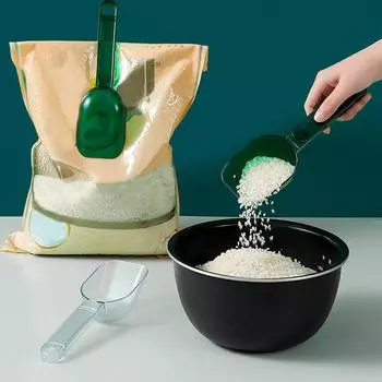 Многофункциональная ручка, черпающая ложка для риса, уплотнительный зажим, лопатка для кошачьей еды, собачьей еды One Size зелёный