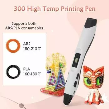 Многофункциональная ручка для 3D-печати со светодиодным экраном, 2 шт., 5 м, PLA-нить, детский подарок для рисования, лучшие рождественские подарки для детей PLA consumables&5 Meters&English rules * GRAY