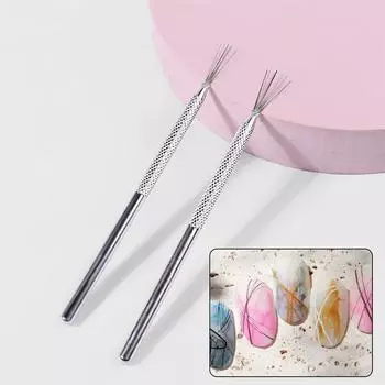 Многофункциональная ручка для ногтей с семью штифтами, многоголовая гибкая ручка из нержавеющей стали, ручка для дизайна ногтей, маникюрный инструмент для рисования, аксессуар для дизайна ногтей