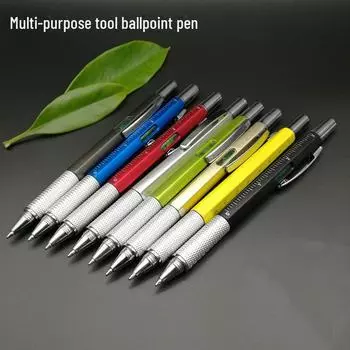 Многофункциональная ручка-инструмент 6 в 1: Шариковая ручка, отвертка, штангенциркуль, уровень, линейка и стилус multi-function pen чёрный