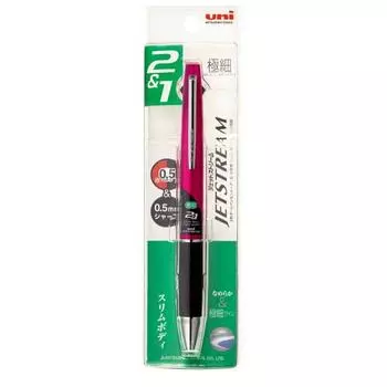 Многофункциональная ручка Mitsubishi Pencil Jet Stream 2&1 0,5 розовая, легко писать MSXE380005P13