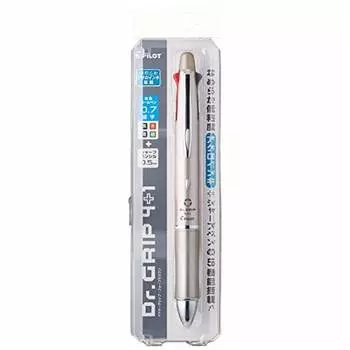Многофункциональная ручка Pilot Doctor Grip 4+1 4-цветная шариковая ручка 0,7 мм + острый 0,5 мм корпус цвета шампанского и золота: 148x14,1 мм/скользящий рычаг/26,3 г