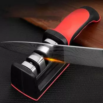 Многофункциональная ручная точилка для кухонных ножей, быстрозатачиваемый камень, трехступенчатый нож для резки, кухонные принадлежности 1pcs красный