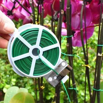 Многофункциональная садовая обвязка, трость для лазания, фиксированная линия, многоразовый ремень для поддержки цветов и растений, кабельные стяжки для улучшения дома 100M зелёный