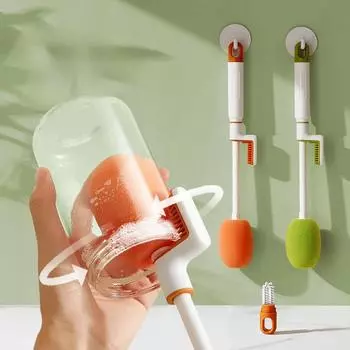 Многофункциональная щетка для бутылочек 3 в 1, детская соска, соломинка, маленькая вращающаяся на 360 градусов чашка, инструмент для чистки кухни зелёный