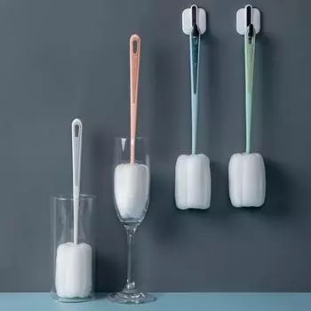 Многофункциональная щетка для чистки бутылок с длинной ручкой, кухонный гаджет синий