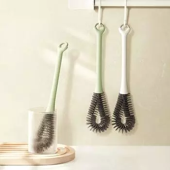 Многофункциональная щетка для чистки чашек с длинной ручкой, щетина для чистки чайников, щетка для чистки бутылочек, детская бутылочка зелёный