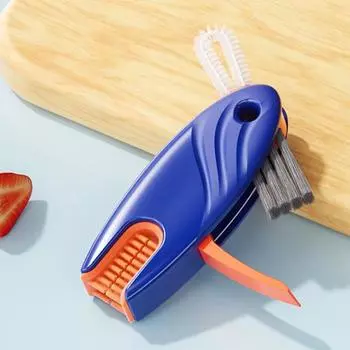 Многофункциональная щетка для чистки крышек чашек 4-в-1, вращающаяся на 360 градусов щетка с жесткой щетиной, дизайн, вода красный