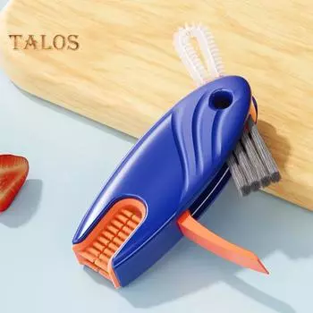 Многофункциональная щетка для чистки крышек чашек 4-в-1, вращающаяся на 360 градусов щетка с жесткой щетиной, конструкция для чистки бутылок с водой красный