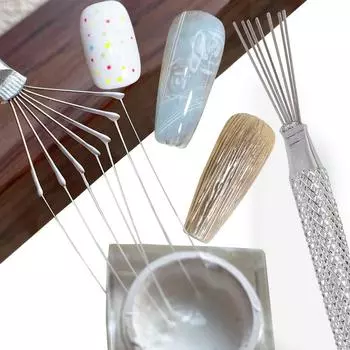 Многофункциональная щетка для дизайна ногтей с семью иглами, гибкая нержавеющая сталь для дизайна ногтей