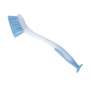 Многофункциональная щетка для мытья кастрюль, вертикальная щетка для мытья посуды, пластиковая щетка с длинной ручкой и присоской для чистки раковины синий