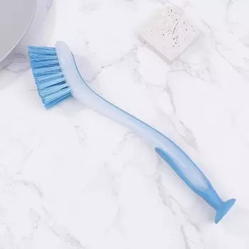 Многофункциональная щетка для мытья кастрюль, вертикальная щетка для мытья посуды, пластиковая щетка с длинной ручкой и присоской для чистки раковины жёлтый