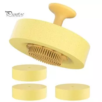 Многофункциональная щетка для мытья посуды Съемная губчатая щетка на присоске для чаши, сковороды, раковины, плиты Легко удаляет пятна, двусторонняя щетка для чистки кастрюль жёлтый