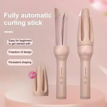 Многофункциональная щипцы для завивки волос, автоматический роторный керамический быстрый нагрев, бигуди для волос, палочка для завивки отрицательных ионов, женская укладка волос EU Plug розовый
