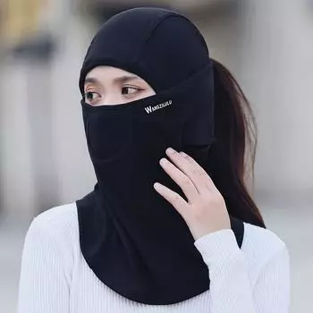 Многофункциональная шапка-бини, теплая защитная шапка для ушей, дышащая полнолицевая маска, зимняя серый/чёрный