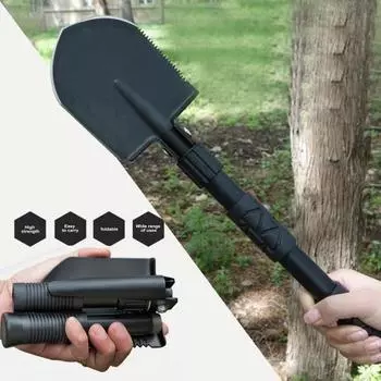 Многофункциональная складная лопата, высокая прочность, компактный размер, портативная лопата для копания на открытом воздухе, многофункциональный инструмент для кемпинга, альпинизма чёрный