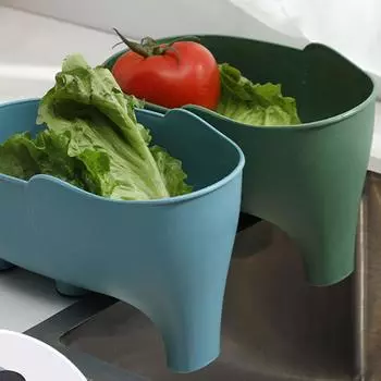 Многофункциональная сливная корзина для фруктов и овощей 10*14*22 см серый