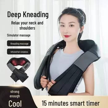 Многофункциональная согревающая шейная массажная шаль с молотком для массажа всего тела European regulations чёрный/серый