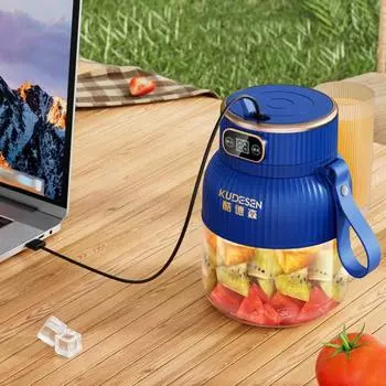 Многофункциональная соковыжималка с цифровым дисплеем, 10-лезвийная конструкция, пищевая, большой емкости, портативная синий