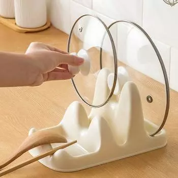 Многофункциональная стойка для хранения кухонных принадлежностей, держатель для крышки ложки, крышка для кастрюли, финишер для кухни бежевый