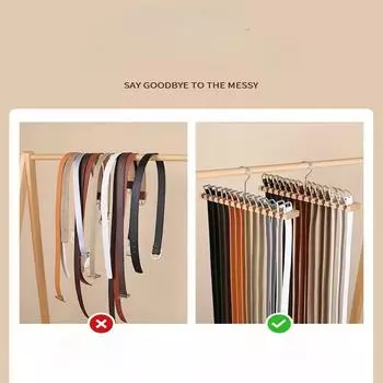 Многофункциональная стойка для хранения ремней из цельного дерева для подвешивания галстуков, ремней, шарфов, вешалок и организации