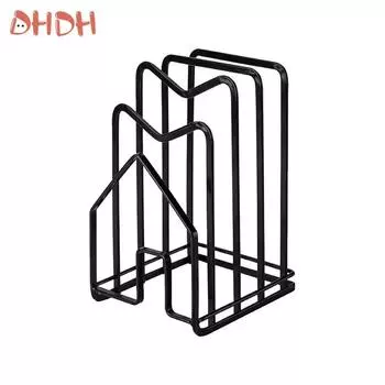 Многофункциональная стойка для полок, многослойная, экономящая место, нержавеющая разделочная доска, практичный кухонный органайзер, держатель для крышек кастрюль чёрный