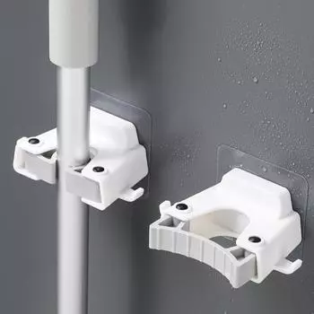 Многофункциональная стойка для швабры с крючком, крючок-зажим для швабры, аккуратный настенный держатель для швабры для ванной комнаты белый/синий