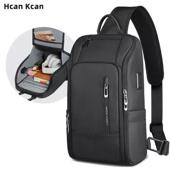 Многофункциональная сумка через плечо Heroic Knight для мужчин, водонепроницаемая сумка-мессенджер, деловая модная сумка-оксфорд на грудь для iPad 9,7 дюйма чёрный