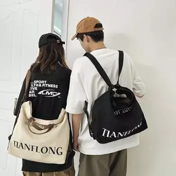 Многофункциональная сумка через плечо, мужская сумка через плечо, холщовая сумка большой емкости, рюкзак чёрный