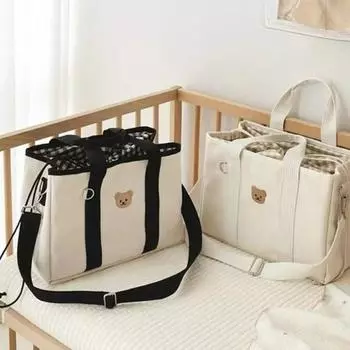 Многофункциональная сумка для детских подгузников на шнурке для хранения детских вещей Сумки для подгузников для женщин чёрный