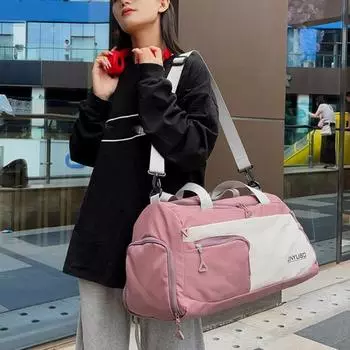 Многофункциональная сумка для фитнеса с несколькими карманами, регулируемым ремнем, отделением для обуви, отделением для сухой и влажной воды, большая вместимость чёрный